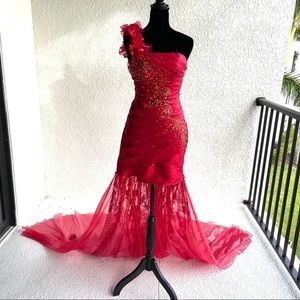 Red Cocktail Prom Pageant Dress Custom Made